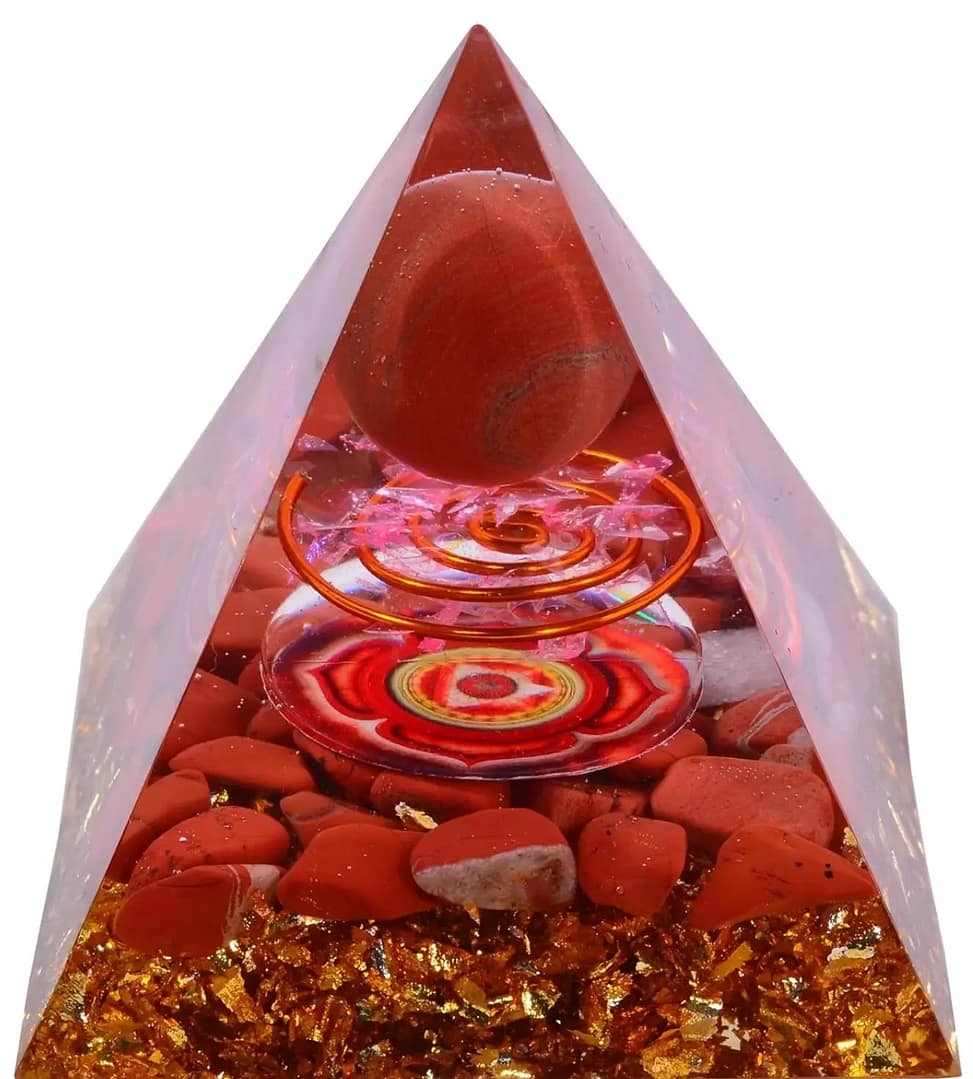 Root Orgone Pyramid with Healing Crystal Red Aventurine Sphere